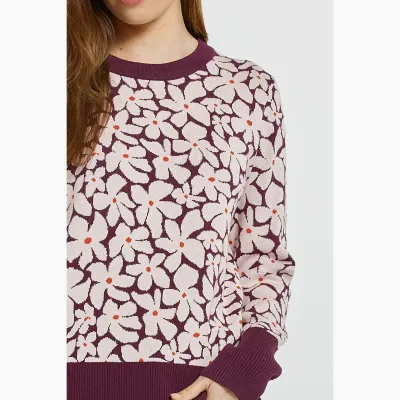 Maisie Sweater - Wine Petal Jacquard