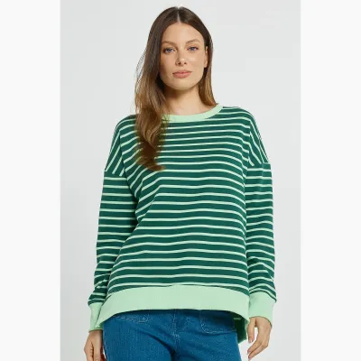 Tide Sweatshirt - Dk Green/Green Stripe