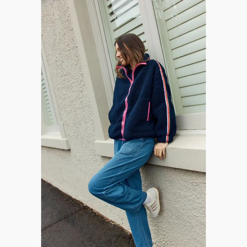 Aubrey Fleece Jacket - Navy/Rainbow