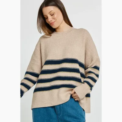 Camryn Sweater - Navy/Cream/Gold Stripe