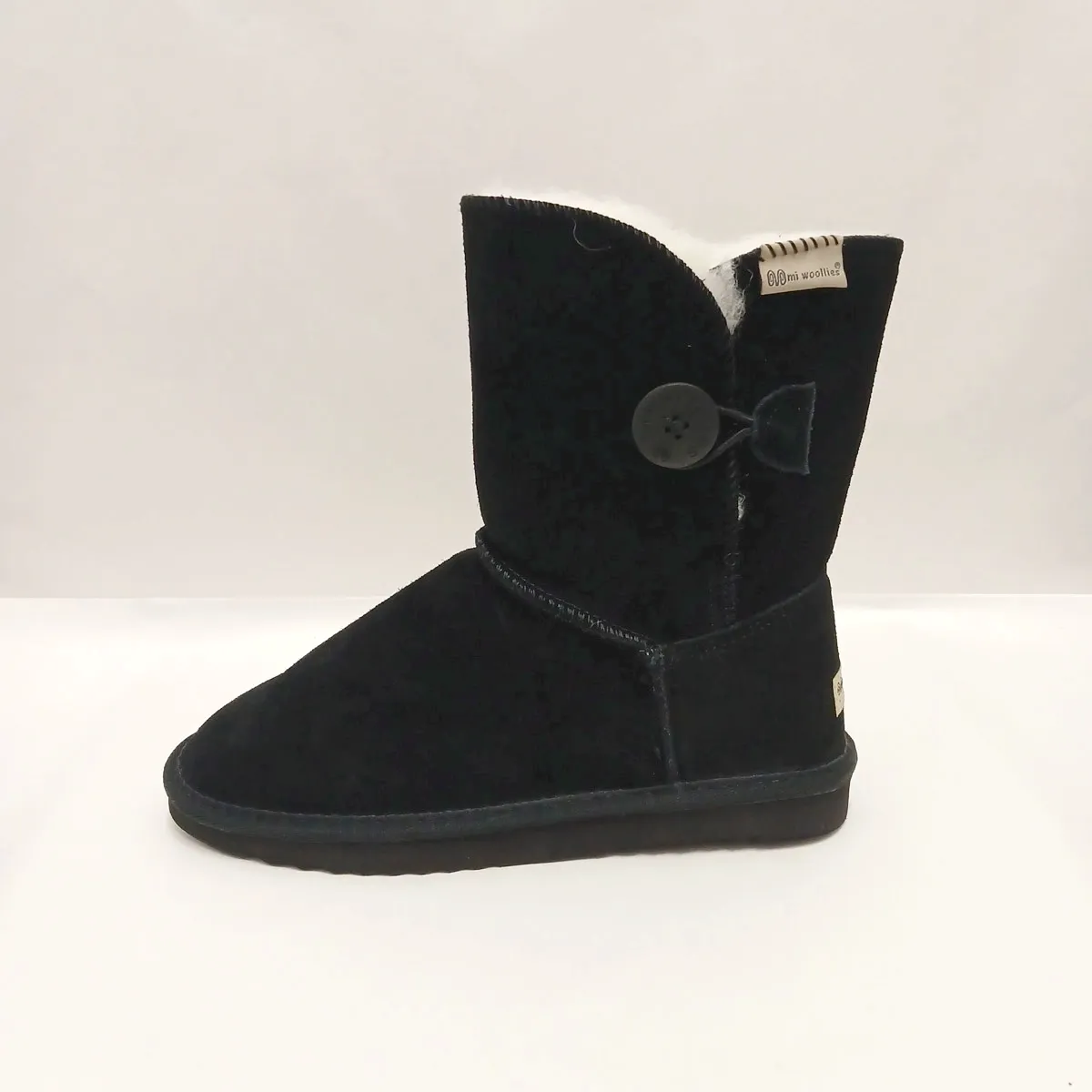 Button Boot Slippers - Black
