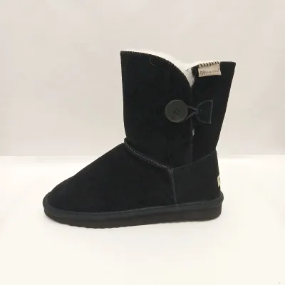 Button Boot Slippers - Black