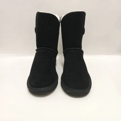 Button Boot Slippers - Black