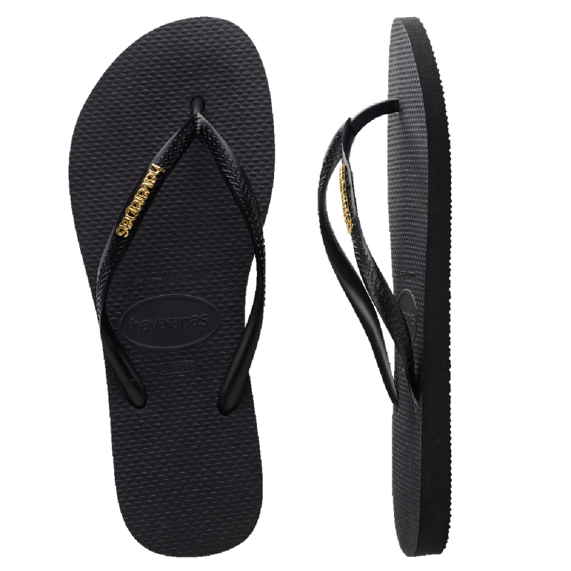 Havaianas Slim Logo Metallic - Black/Gold