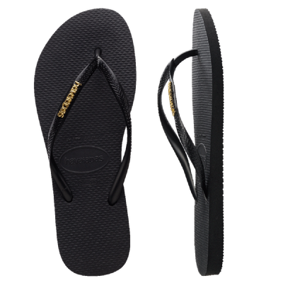 Havaianas Slim Logo Metallic - Black/Gold