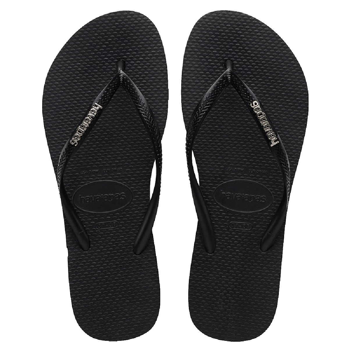 Havaianas Slim Logo Metallic - Black/Silver