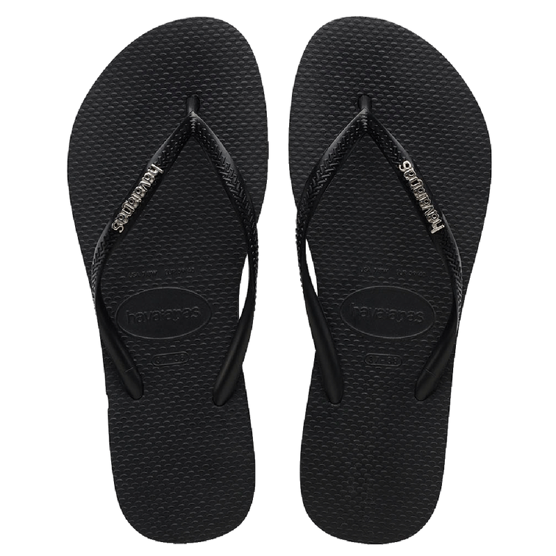 Havaianas Slim Logo Metallic - Black/Silver
