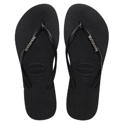 Havaianas Slim Logo Metallic - Black/Silver