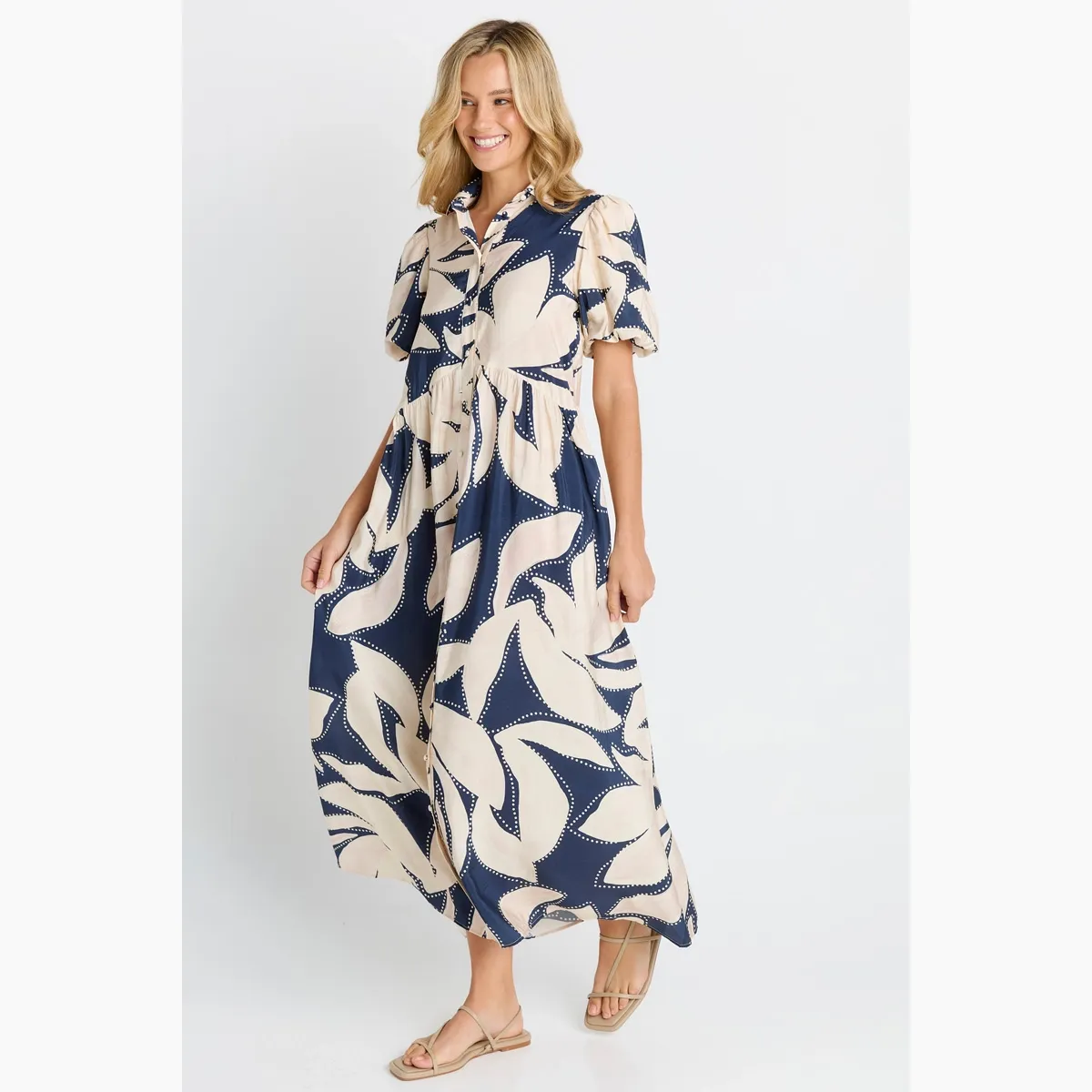 Nova Shirt Dress - Navy Floral Print