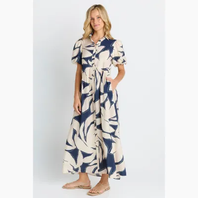 Nova Shirt Dress - Navy Floral Print