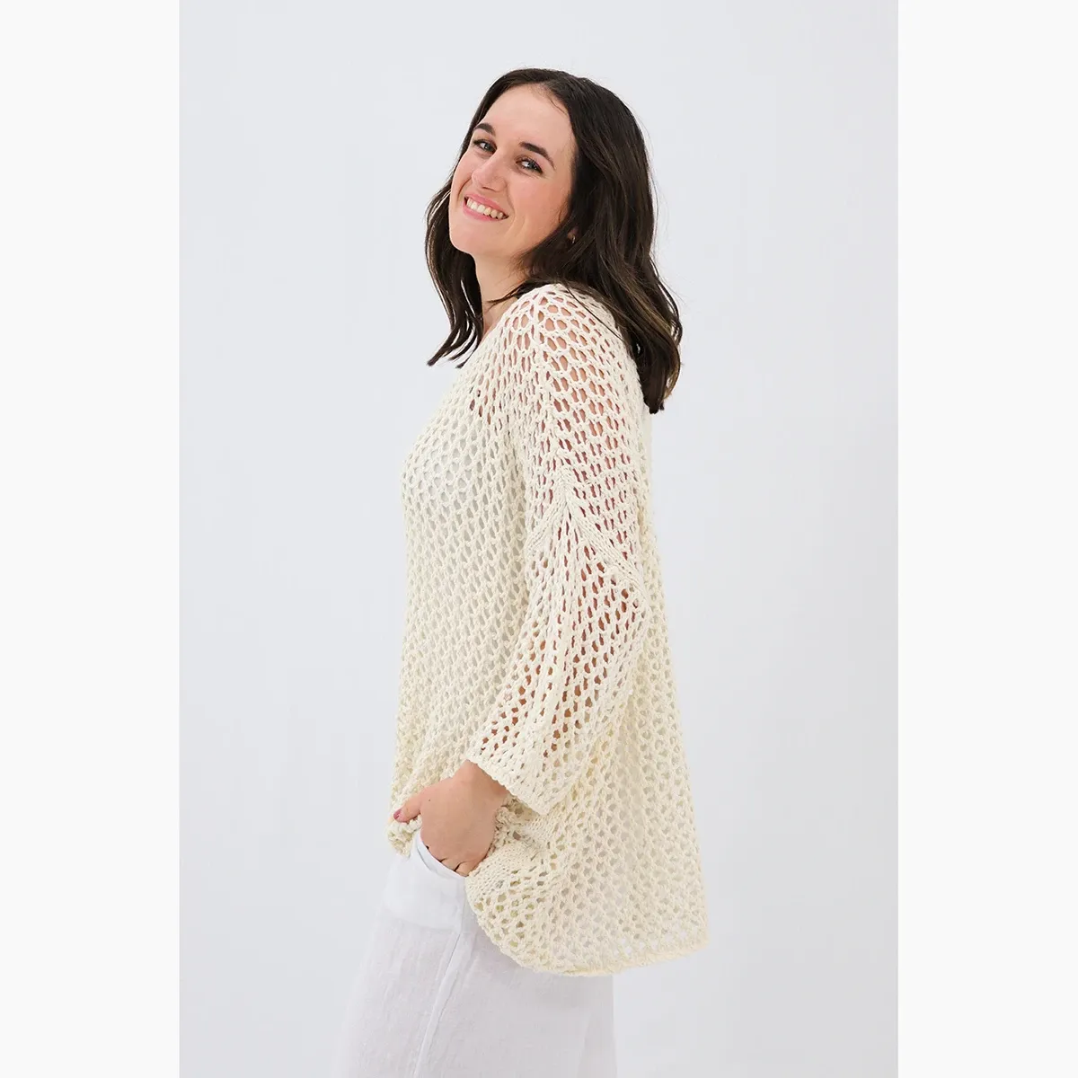 Luciella Chunky Mesh Throwover, Colour: Natural, Size: OS