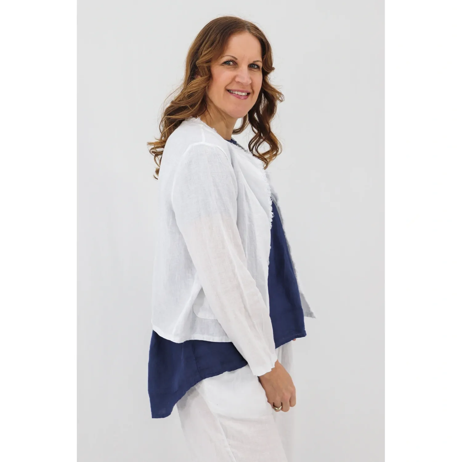Florenza Linen Jacket, Colour: White, Size: S/M