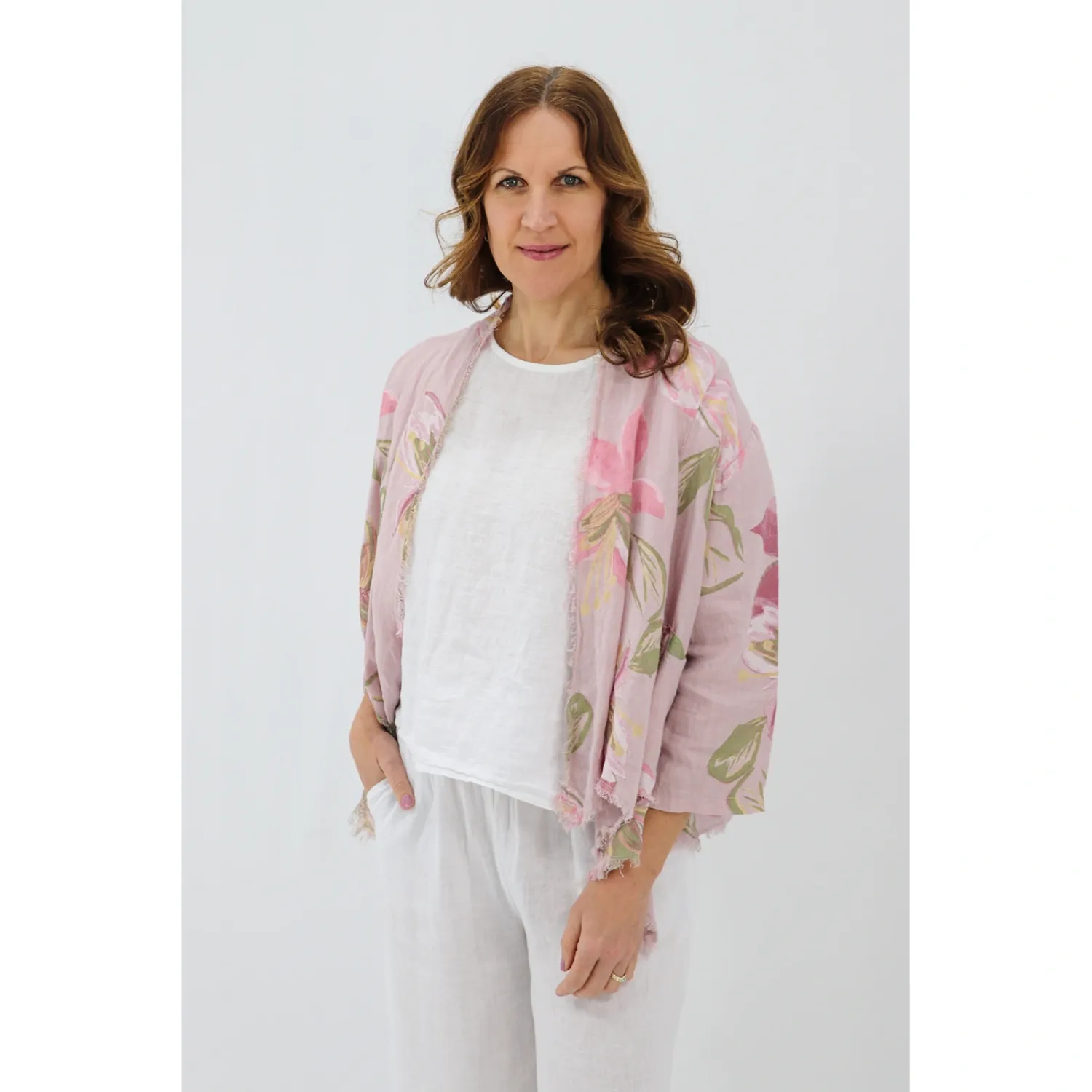 Nella Raw Edge Cardi - Lily, Colour: Antique Pink, Size: S/M