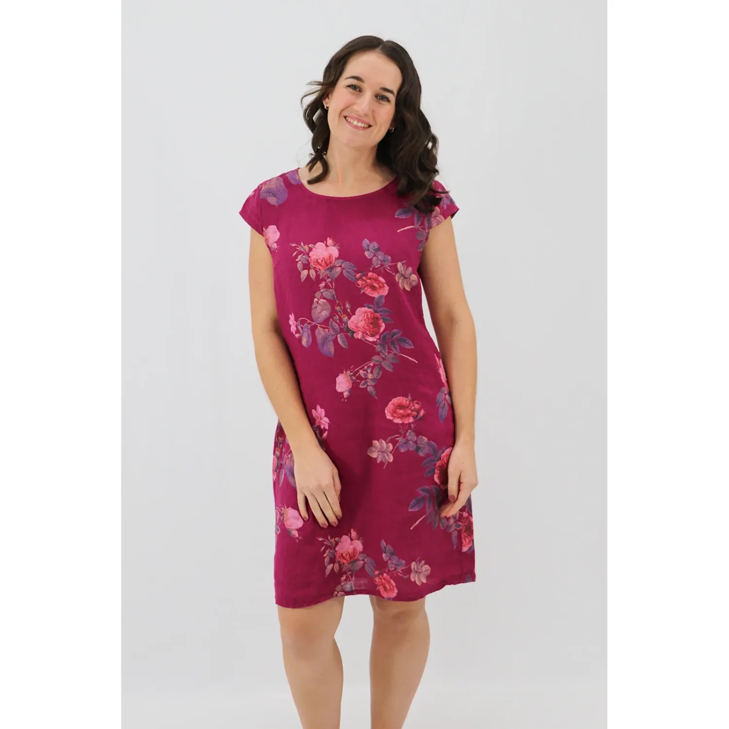 The Midi Dress - Rose Garden, Colour: Berry, Size: S/M