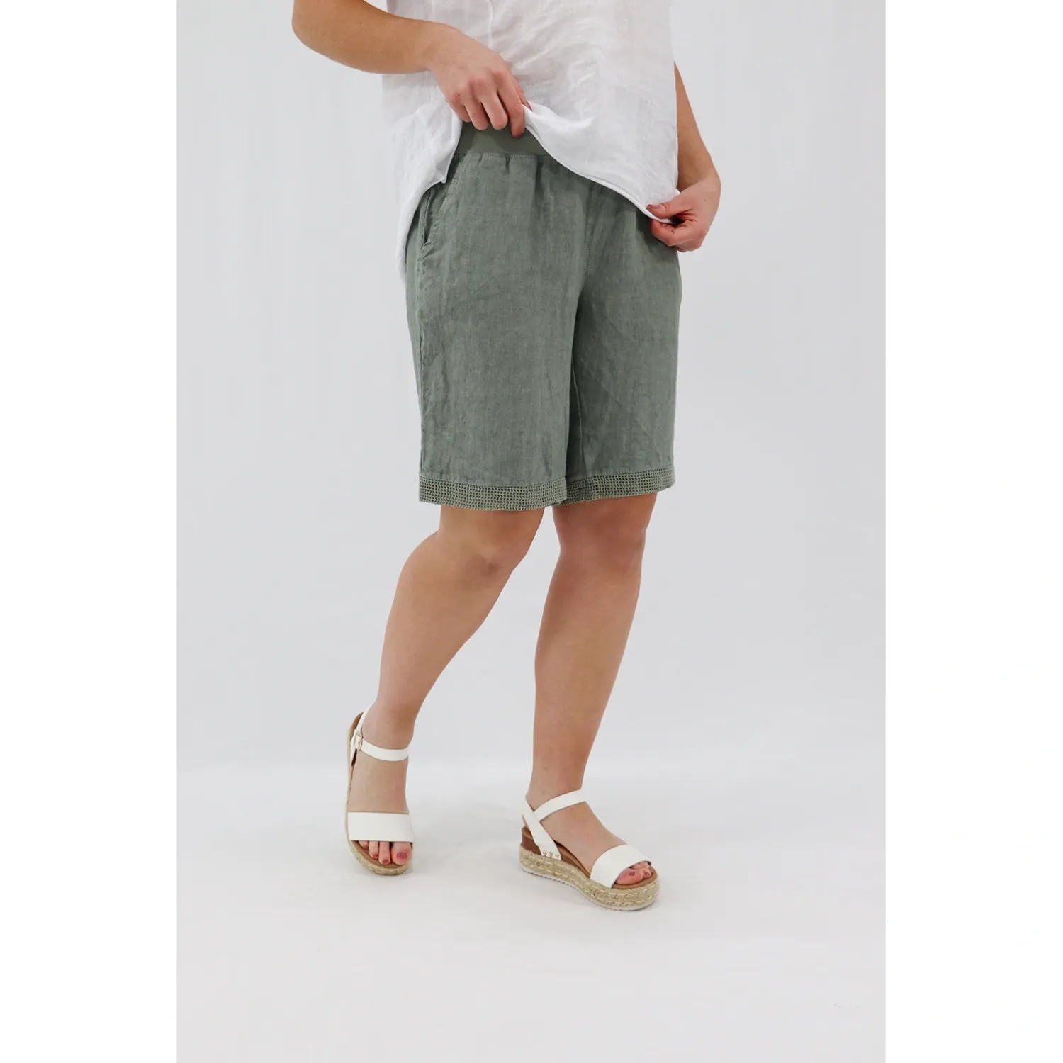 Avena Mesh Detail Shorts, Colour: Khaki, Size: S/M