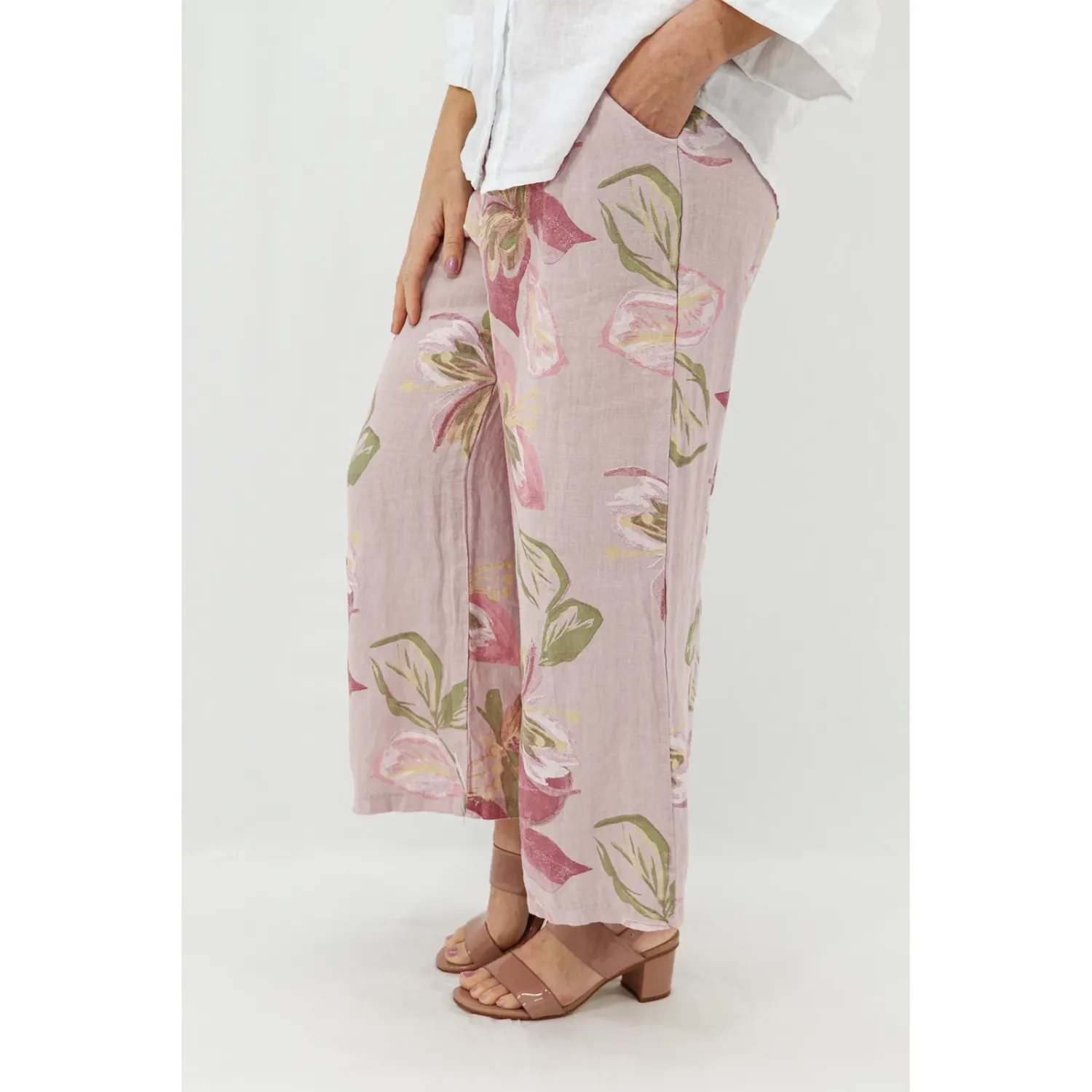 Ceci Linen Trousers - Lily, Colour: Antique Pink, Size: S/M