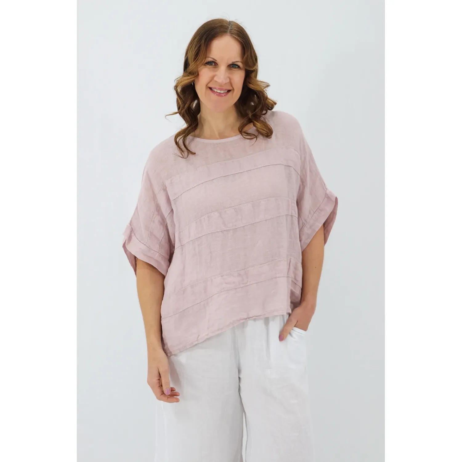 Angie Linen Gauze Blouse, Colour: Antique Pink, Size: S/M