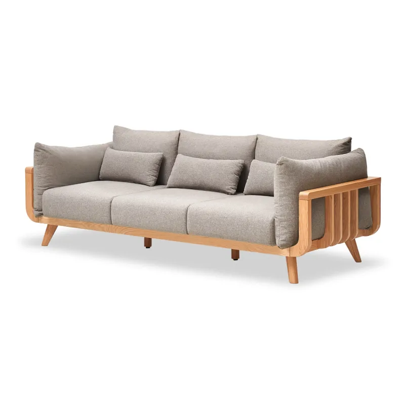 3 Seat Sofa &amp; Footstool - Natural/Grey