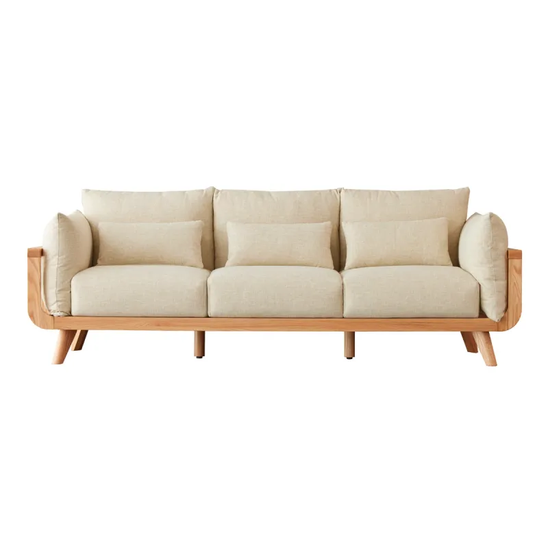 3 Seat Sofa &amp; Footstool - Natural/Beige