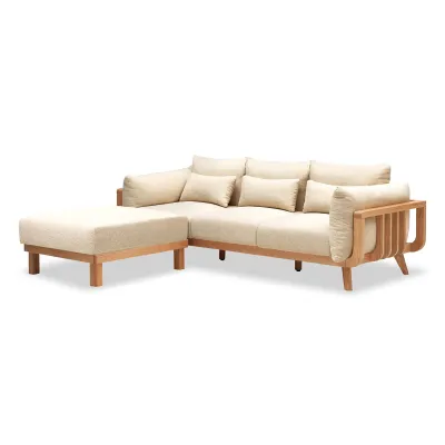 3 Seat Sofa &amp; Footstool - Natural/Beige