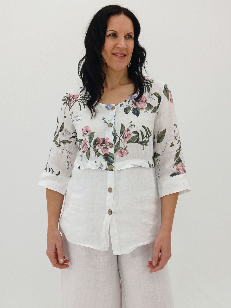 Matilda Shirt - Wildflower $175, Colour: White, Size: S/M