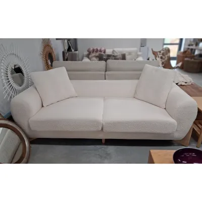 Bouclé 3 Seat Sofa - White