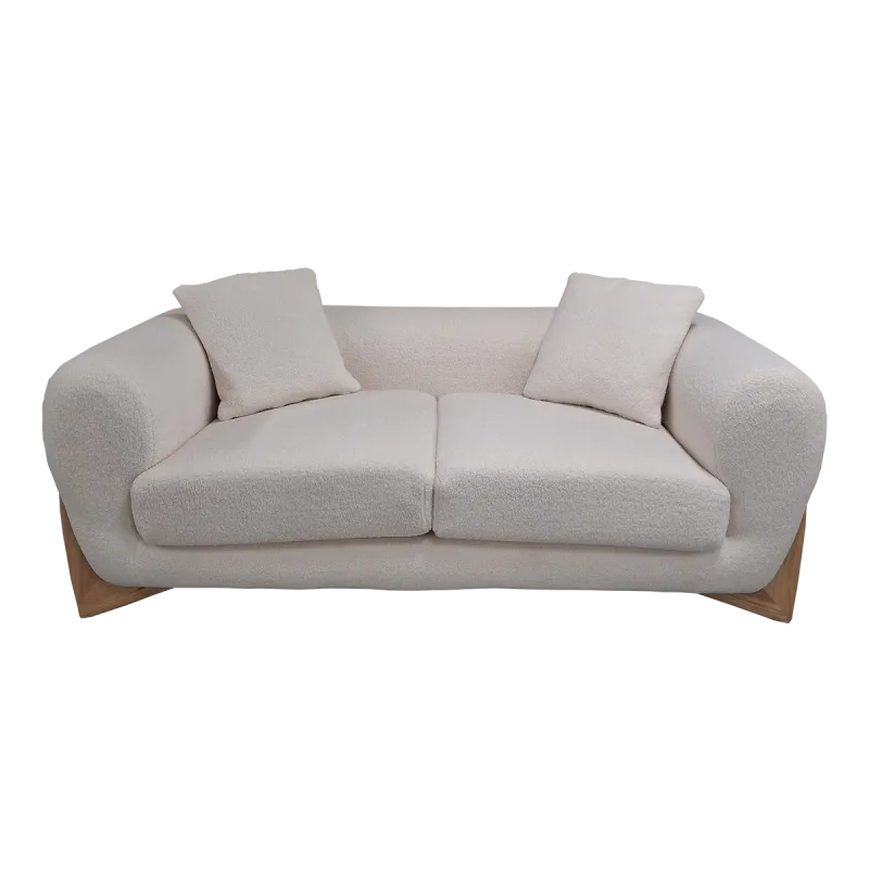 Bouclé Double Seat Sofa - White