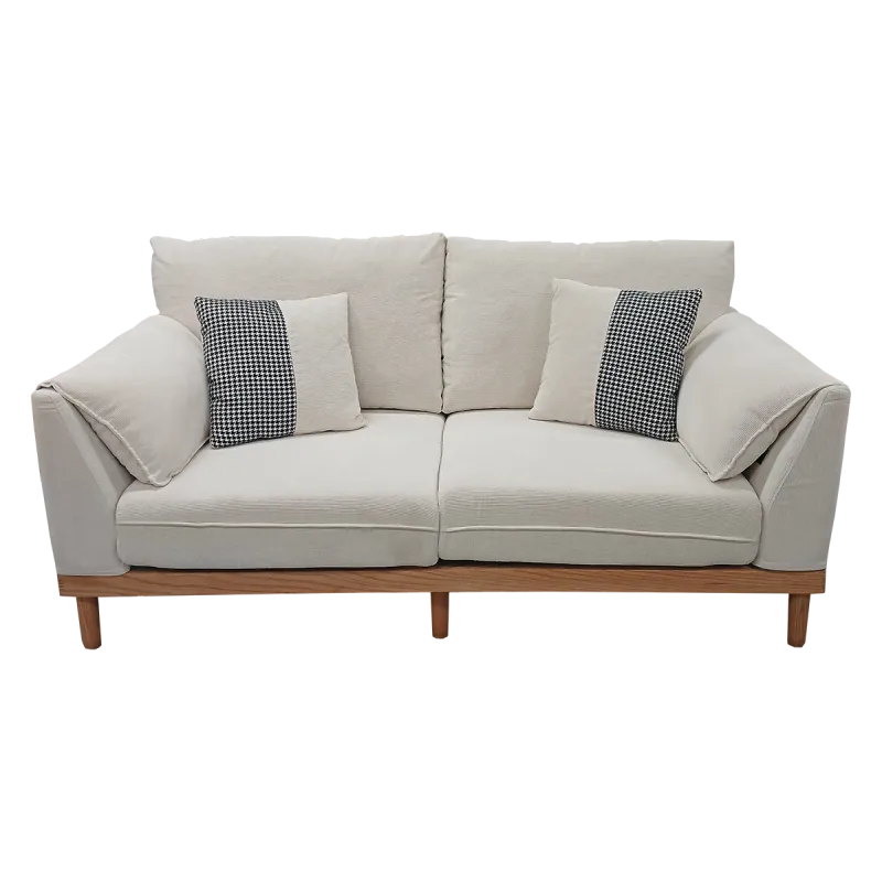 Corduroy &amp; Houndstooth Sofa 1.8m - Natural/White