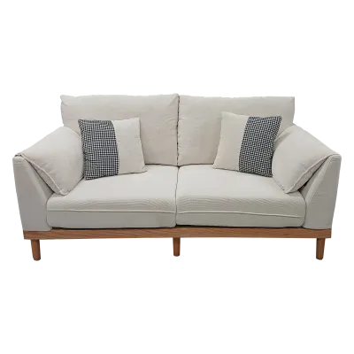 Corduroy &amp; Houndstooth Sofa 1.8m - Natural/White