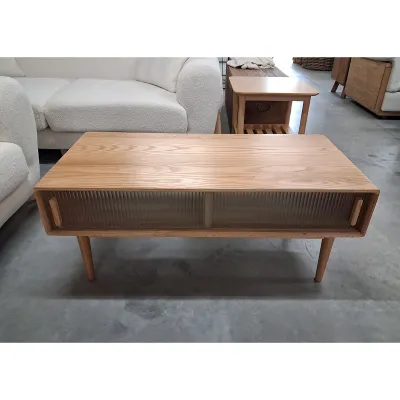 Side Table w sliding door - Natural