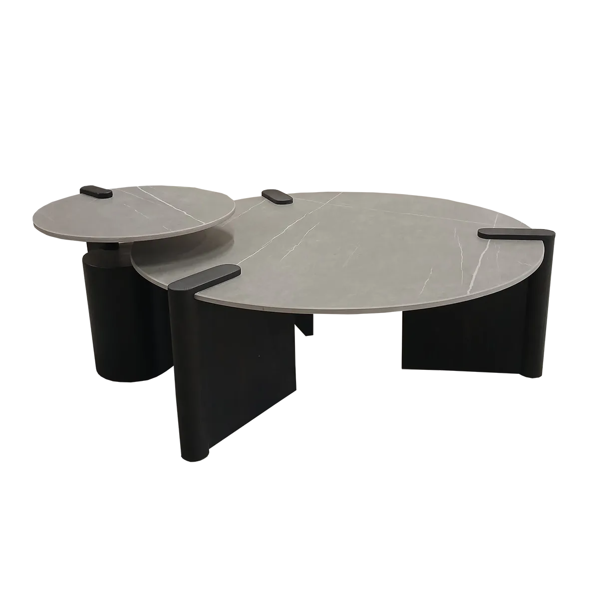 Set of 2 Side Tables - Black/Grey
