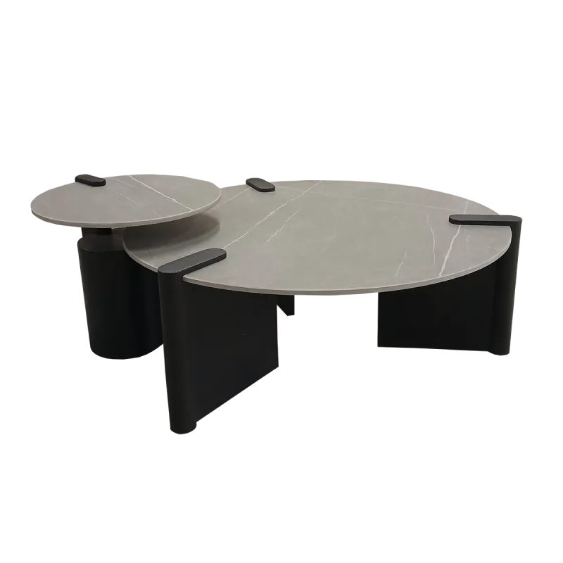 Set of 2 Side Tables - Black/Grey