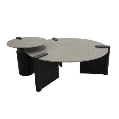 Set of 2 Side Tables - Black/Grey