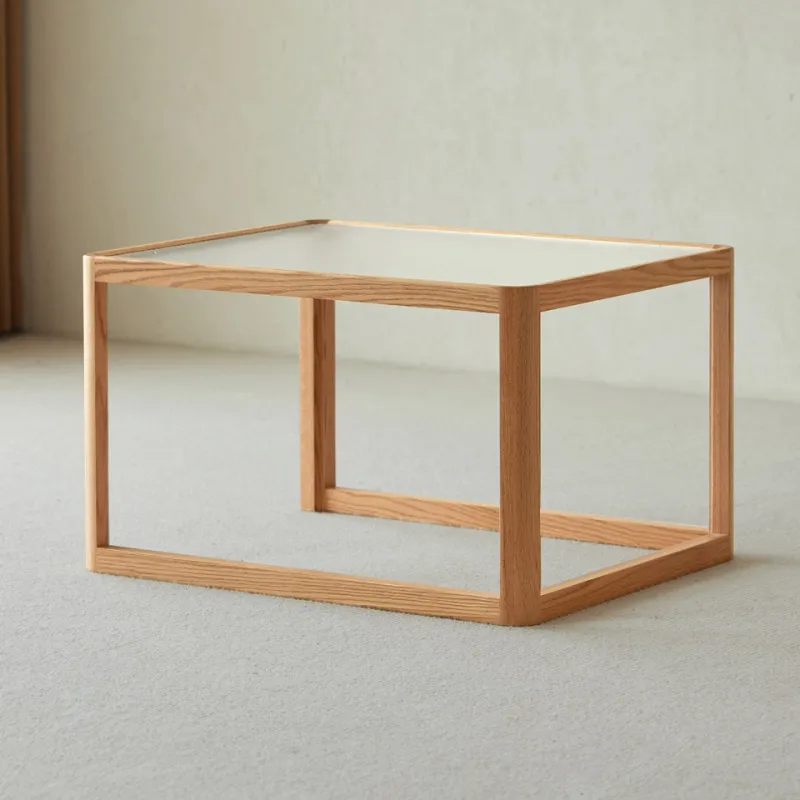 Set of 2 Glass Coffee Tables- Natural