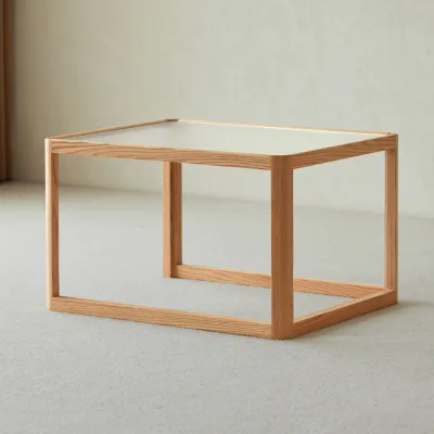 Set of 2 Glass Coffee Tables- Natural