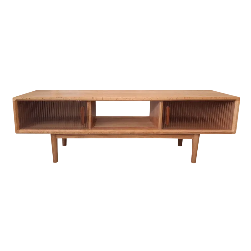 TV Stand w 2 sliding doors - Natural