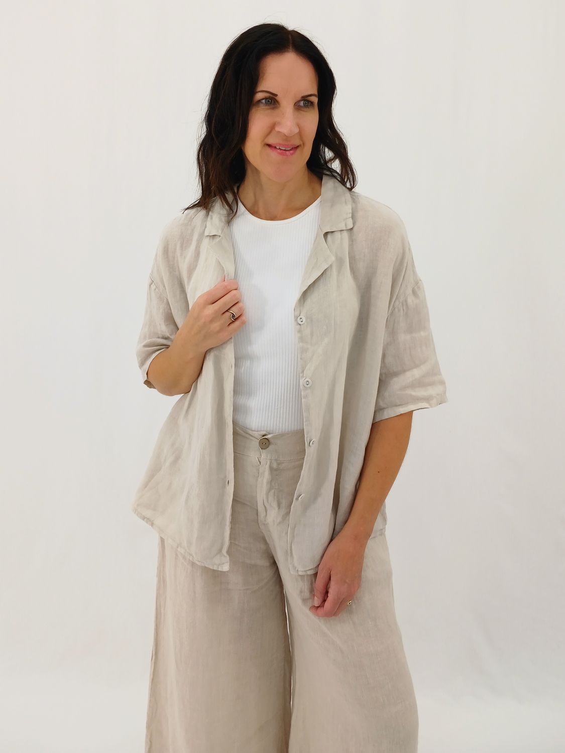 Tessa Boxy Short Sleeve - $169, Colour: Natural, Size: OS