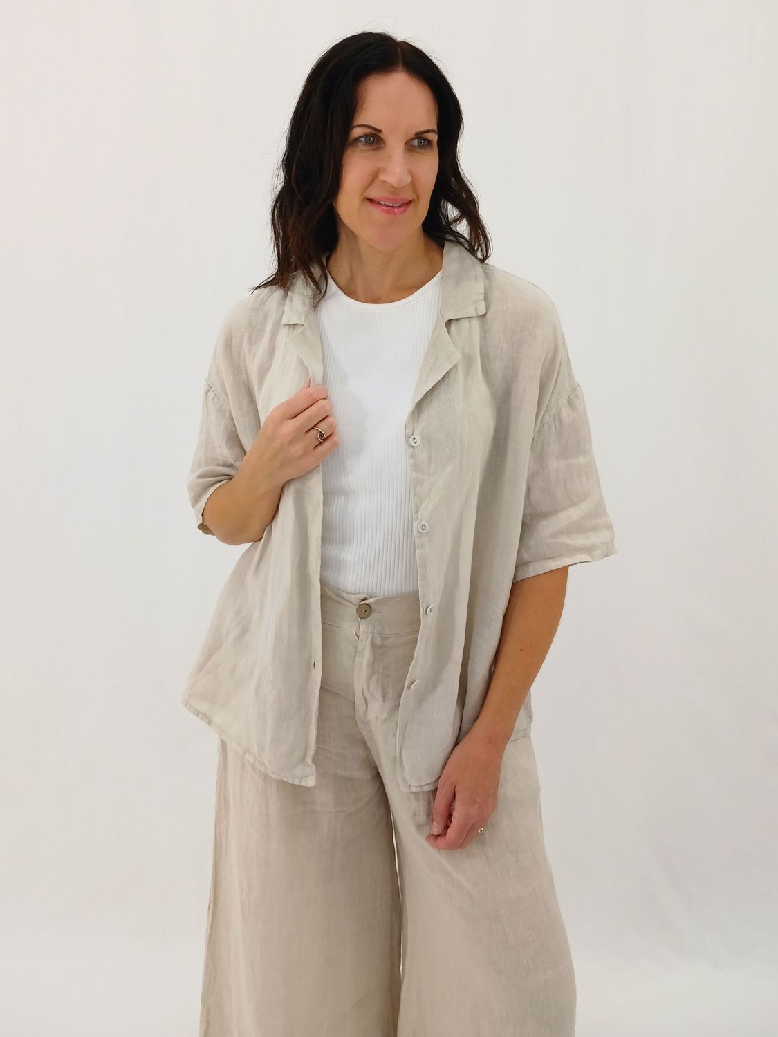 Tessa Boxy Short Sleeve - $169, Colour: Natural, Size: OS