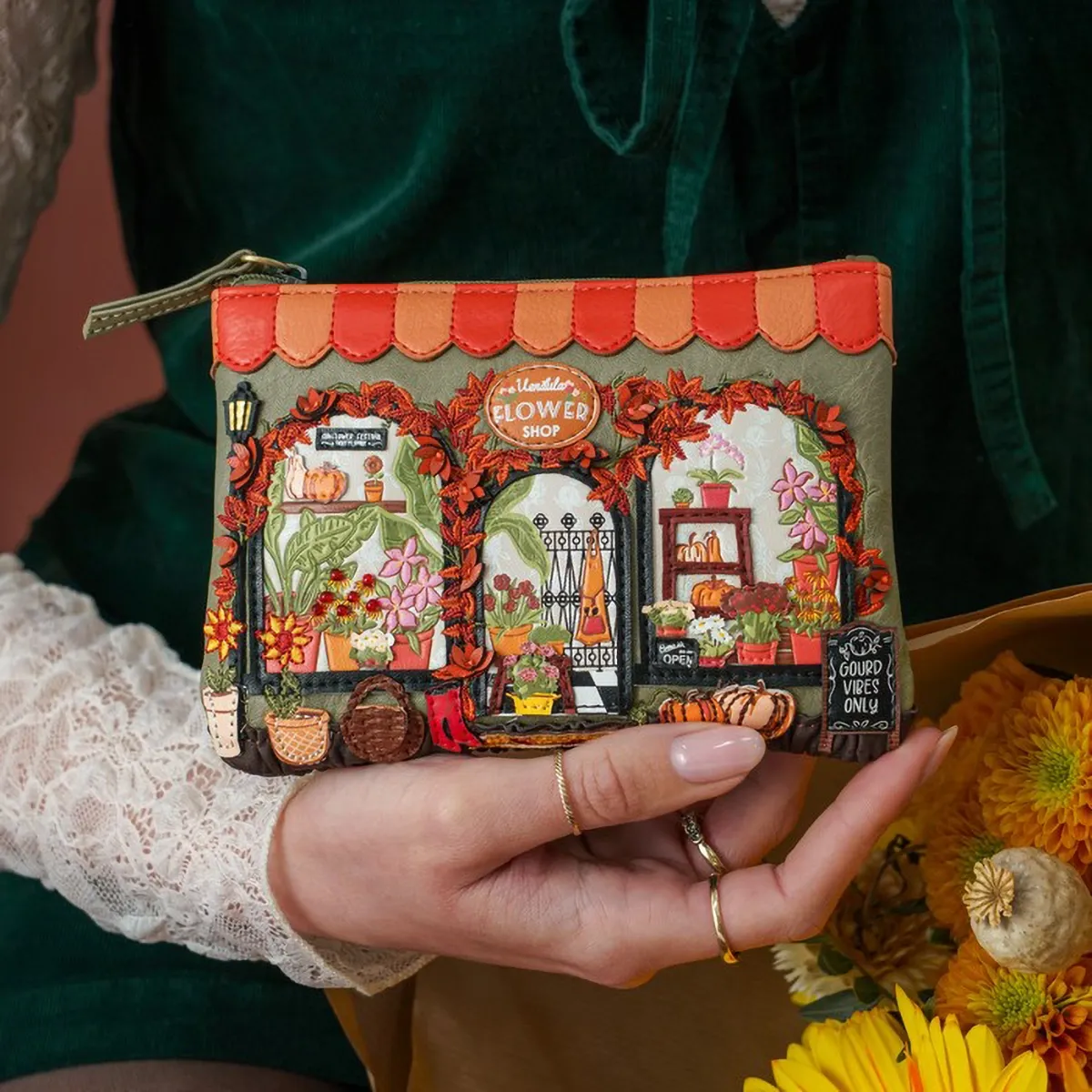 Zipper Coin Purse - Flower Shop Amber