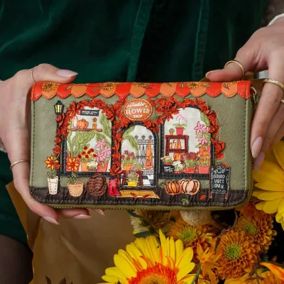 Large Ziparound Wallet - Flower Shop Amber