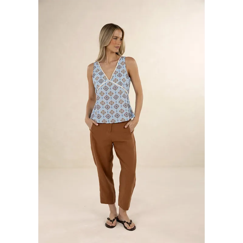 Huxe Linen Pant - Tobacco