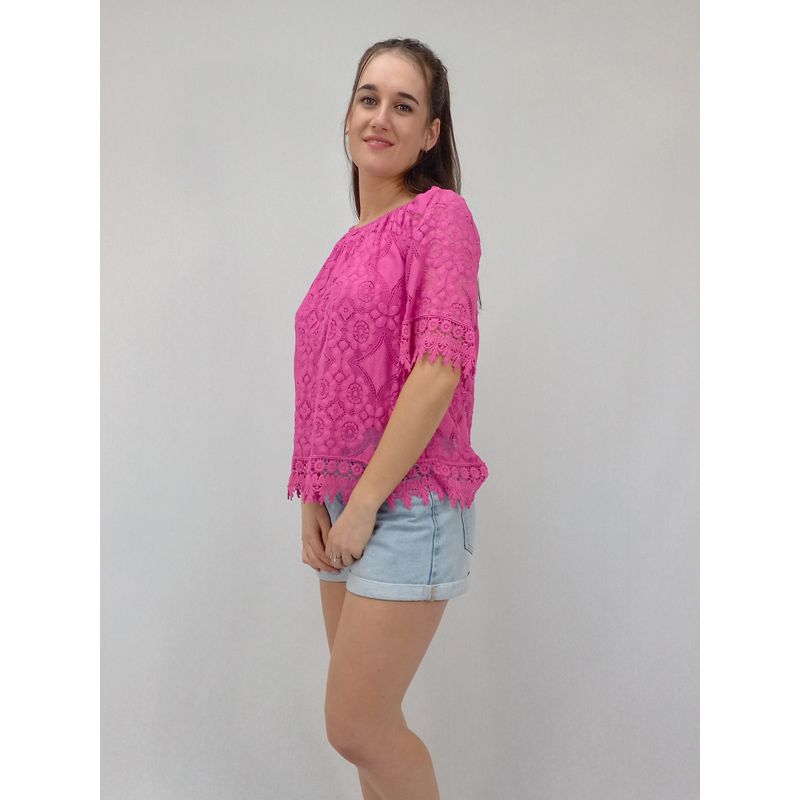 Eden Lace Top - $139, Colour: Fuchsia
