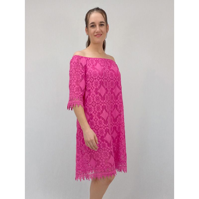 Dora Lace Dress - $145, Colour: Fuchsia