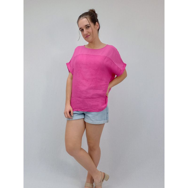 Riva Cotton Panel Blouse - $139, Colour: Fuchsia