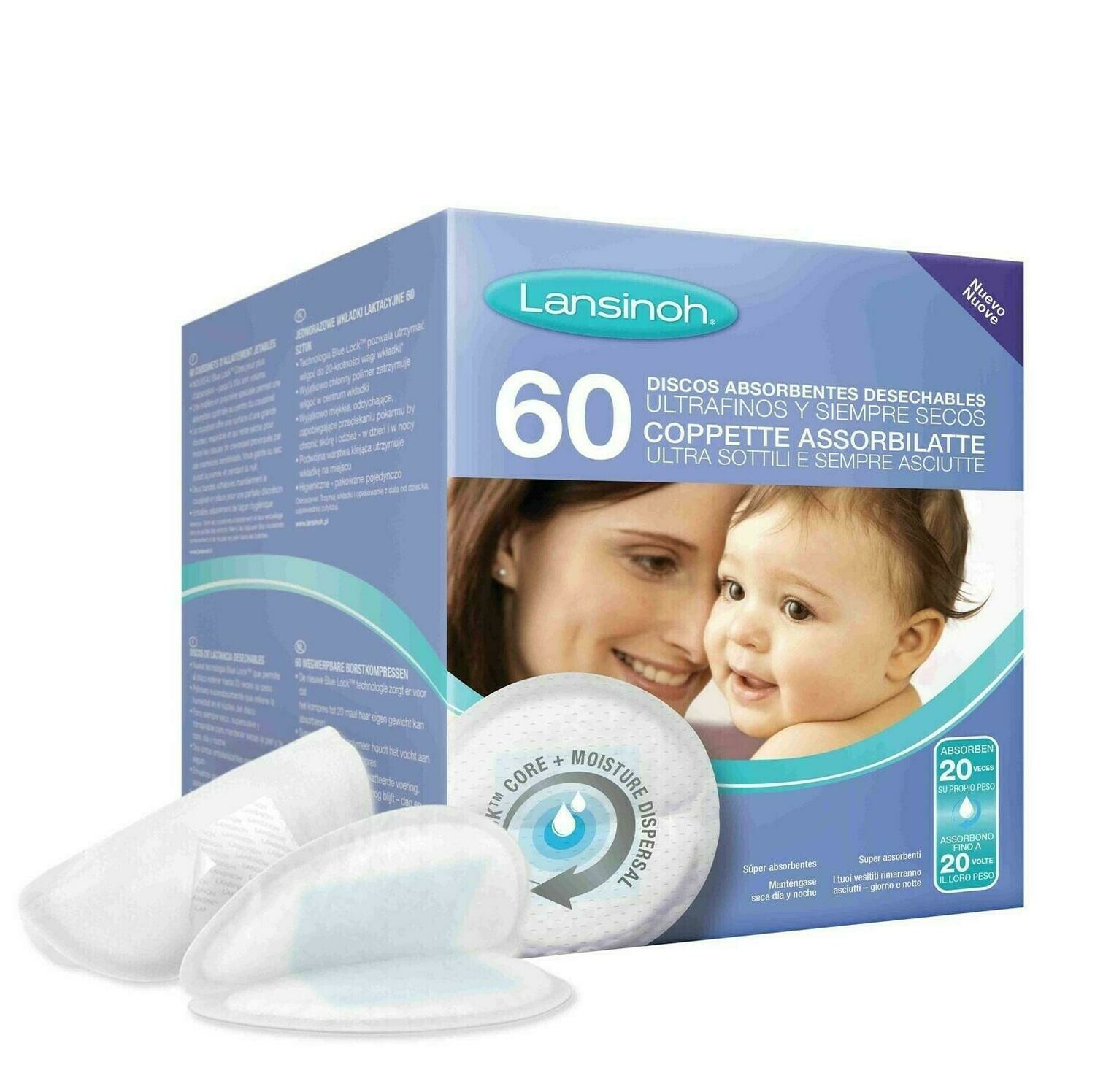 LANSINOH DISCOS ABSORBENTES LACTANCIA DESECHABLES BLUE LO 60 U