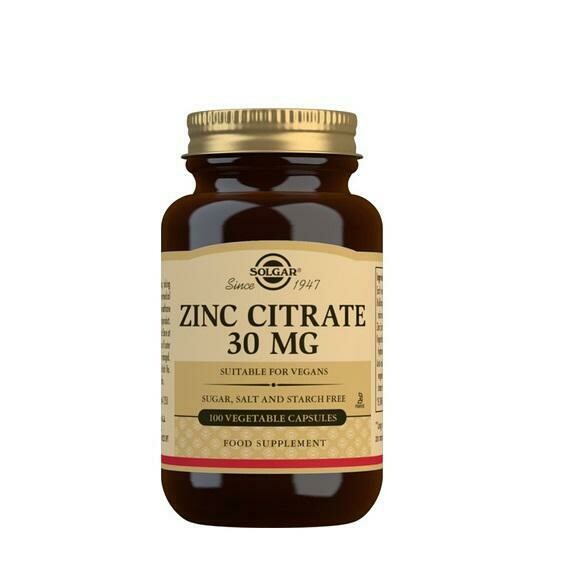 SOLGAR CITRATO DE ZINC 30 MG 100 CAPS