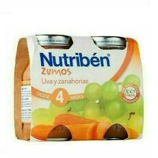 NUTRIBEN ZUMO UVA Y ZANAHORIAS 130 ML 2 U BIPACK