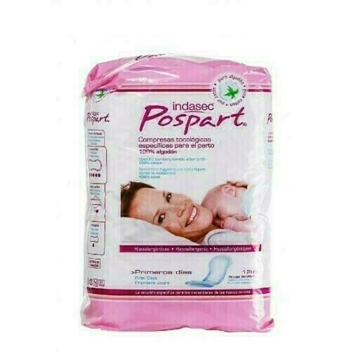 COMPRESAS HIGIENICAS FEMENINAS POSPARTO INDASEC 12 U