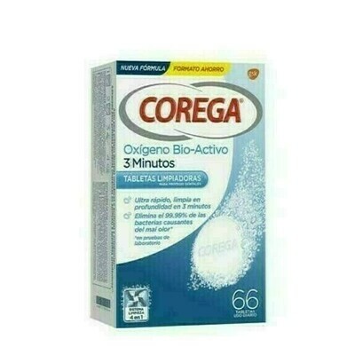 COREGA OXIGENO BIO-ACTIVO LIMPIEZA PROTESIS DENT 66 TABLETAS