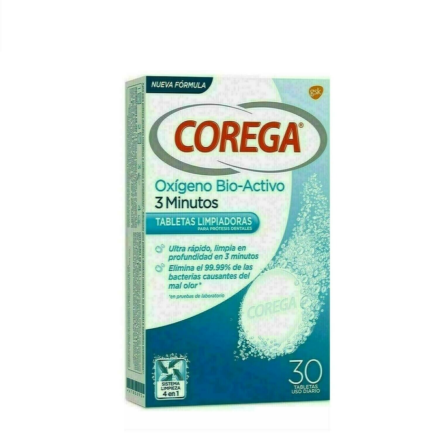 COREGA OXIGENO BIO-ACTIVO LIMPIEZA PROTESIS DENT 30 TABLETAS